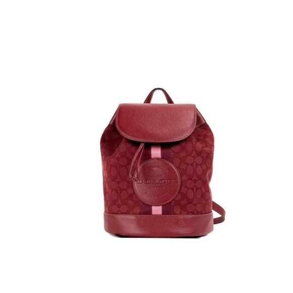 COACH Dempsey Red Apple Signature Jacquard Canvas Logo Patch Backpack/One Size - Picture 1 of 4